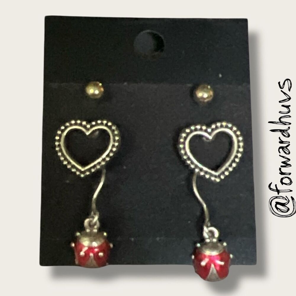 Earring Set of 3 Various Pair - (1) Avon Ladybug - 2 Unbranded